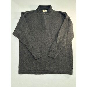 Woolrich Quarter Zip Sweater Mens XL Onyx Heather Grey 100% Wool Pullover